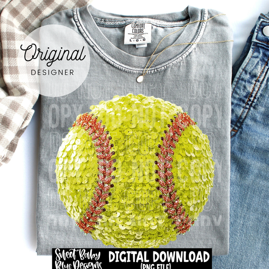 Softball- Faux Sequins - 2026 - PNG file- Digital Download