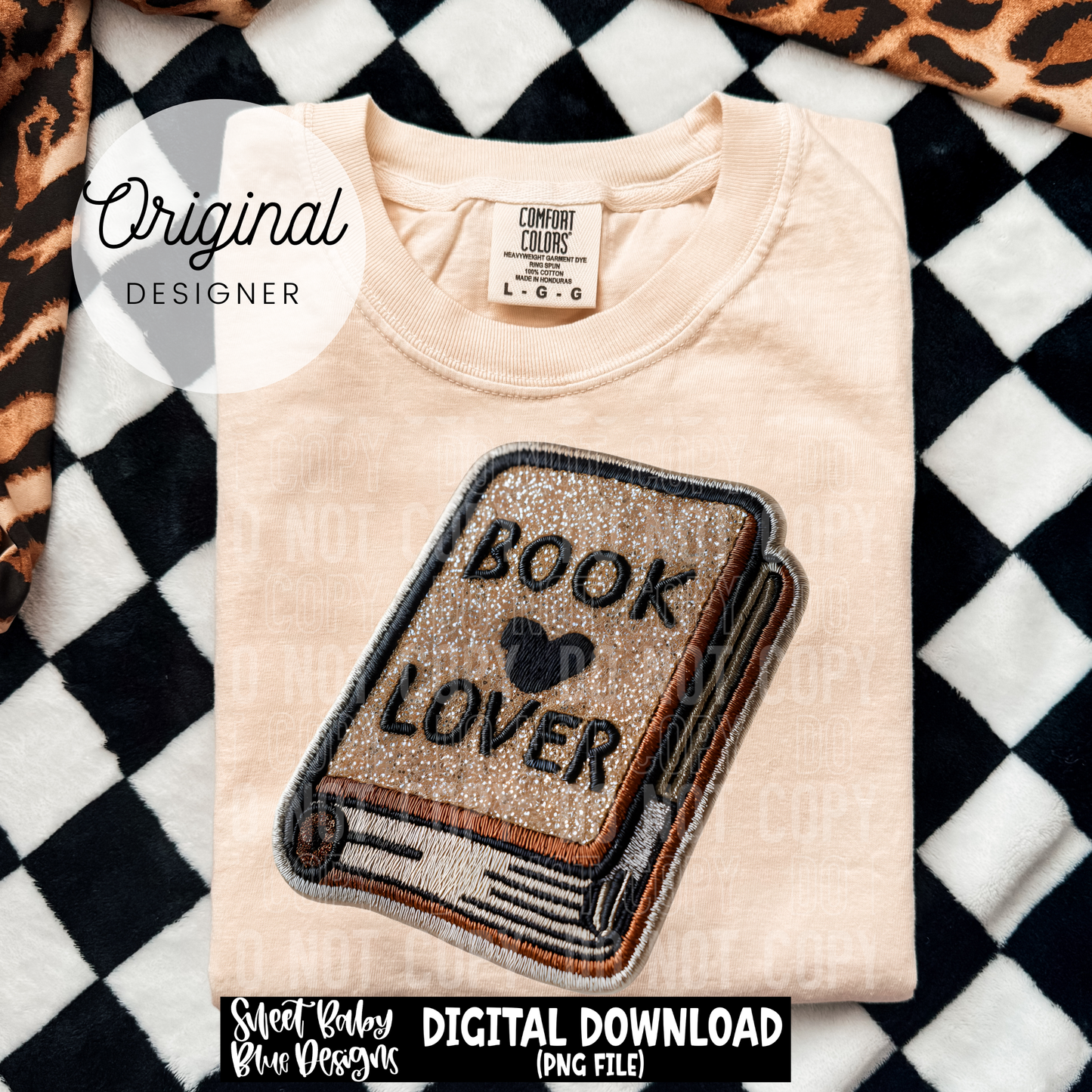 Book Lover- Faux Embroidery - 2026 - PNG file- Digital Download