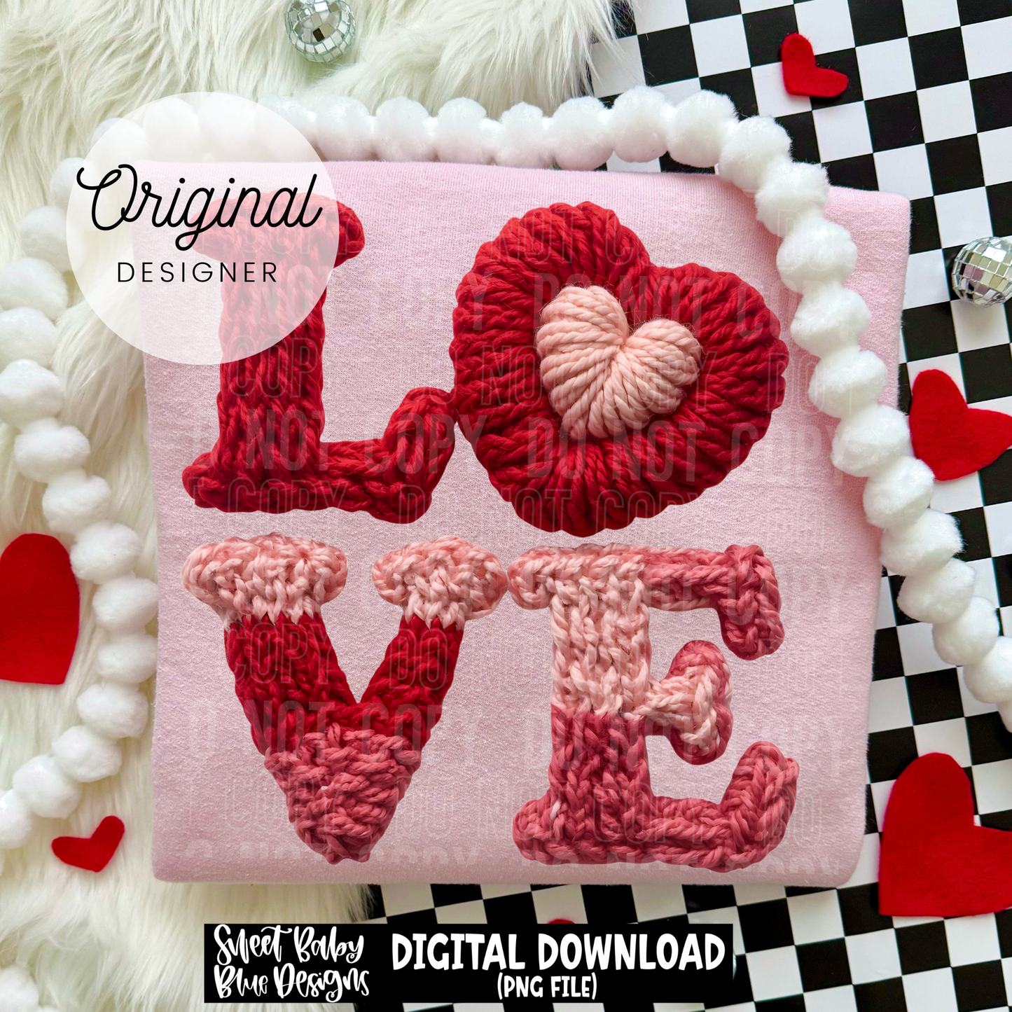 Love- Valentine's Day- Faux Yarn - 2026 - PNG file- Digital Download