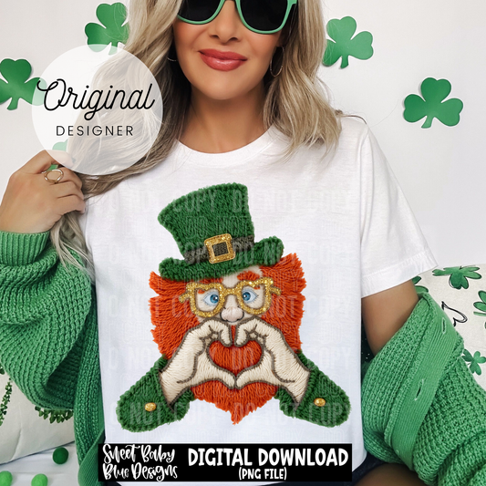 Leprechaun- St. Patrick's Day- Faux Yarn - 2026 - PNG file- Digital Download
