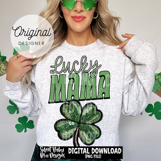 Lucky Mama - Faux Embroidery - 2026 - PNG file- Digital Download