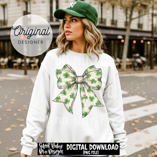 St. Patrick's Day Clover Bow - 2026 - PNG file- Digital Download