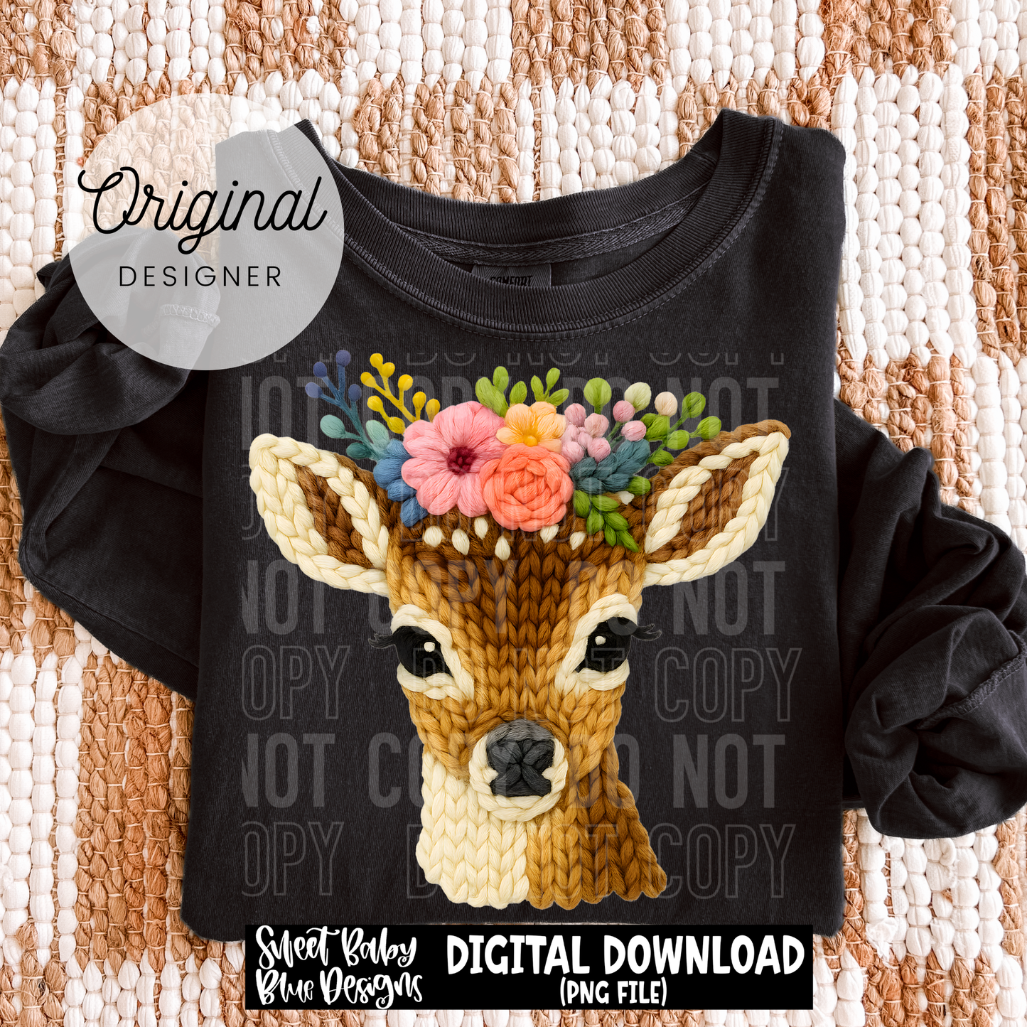 Floral Deer - Faux Yarn - 2026 - PNG file- Digital Download