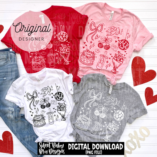 Valentine's Day Doodles - 2026 - PNG file- Digital Download