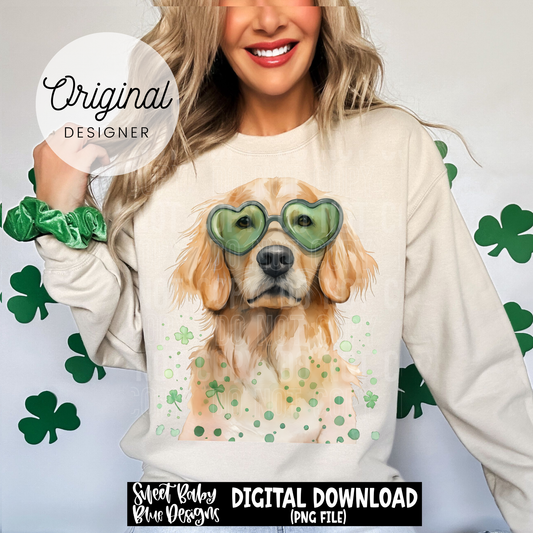 St. Patrick's Day Golden Retriever- 2026 - PNG file- Digital Download