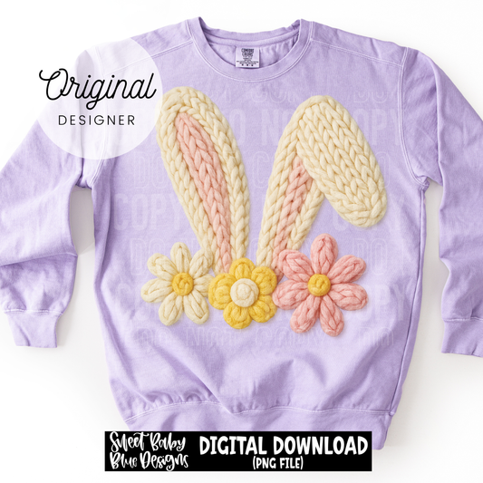 Easter Bunny Ears- Faux Yarn - 2026 - PNG file- Digital Download