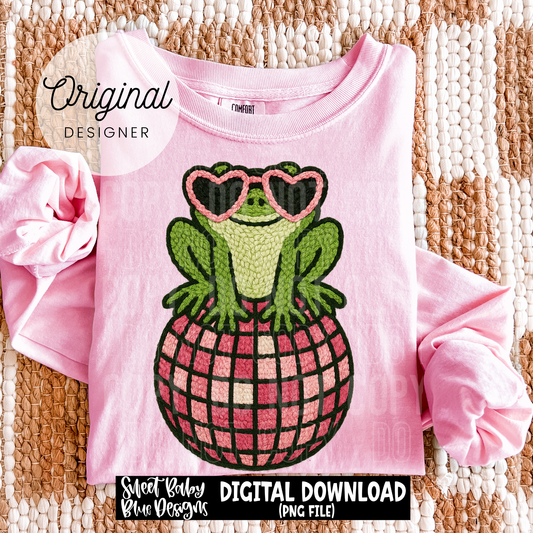 Disco Frog- Faux Yarn - 2026 - PNG file- Digital Download