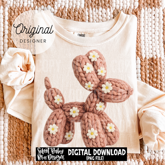 Balloon Dog Floral - Faux Yarn - 2026 - PNG file- Digital Download