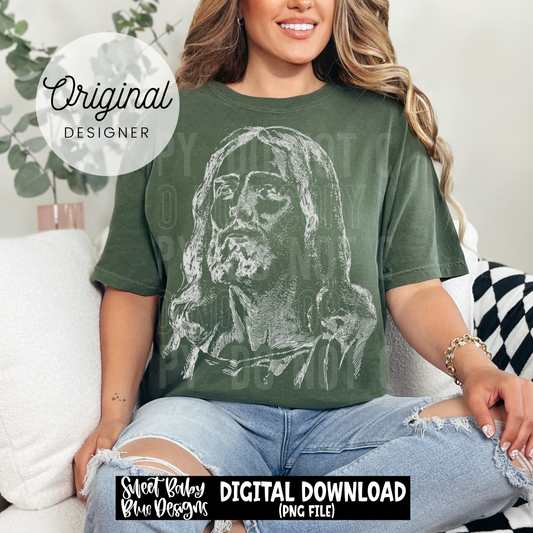 Jesus Sketch - 2026 - PNG file- Digital Download