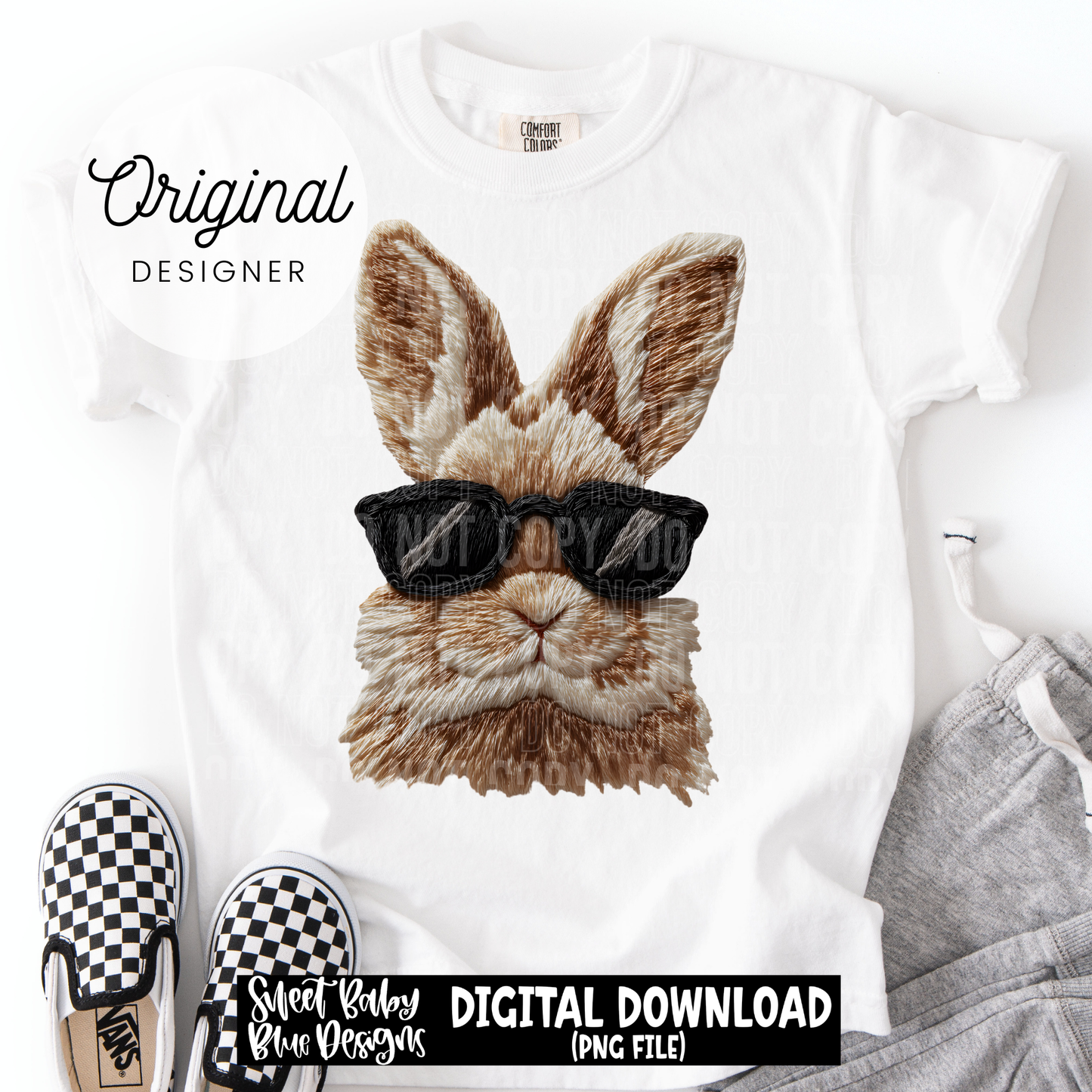 Easter Bunny Sunglasses- Faux Yarn - 2026 - PNG file- Digital Download