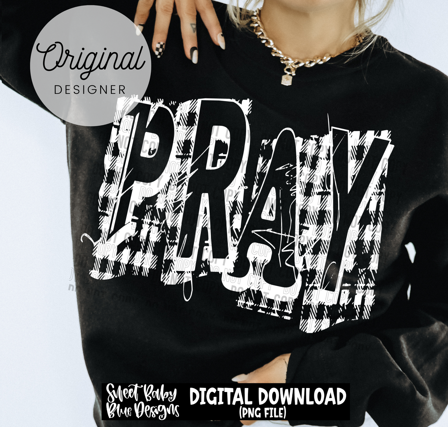 Pray Plaid Distressed- 2026 - PNG file- Digital Download
