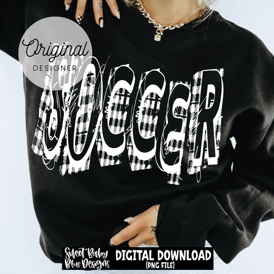 Soccer Plaid Distressed- 2026 - PNG file- Digital Download