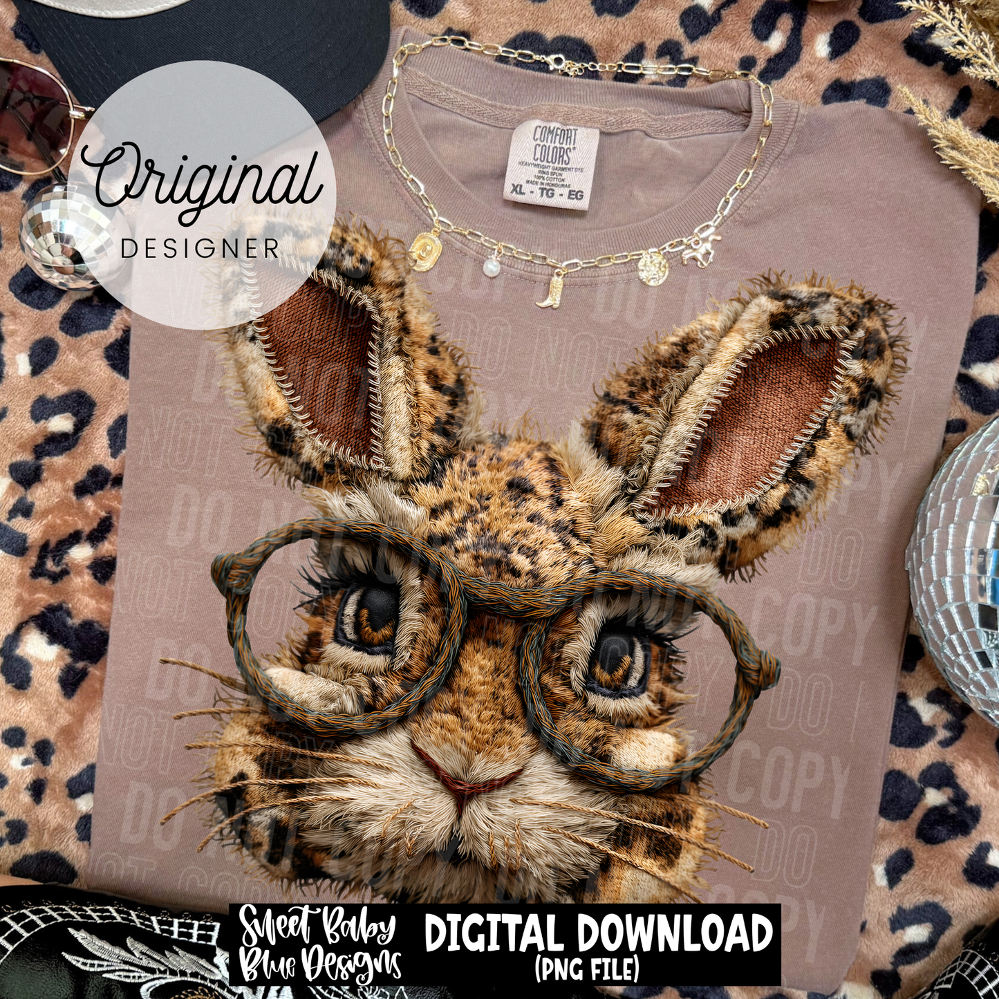 Leopard Bunny Glasses- Easter - 2026 - PNG file- Digital Download