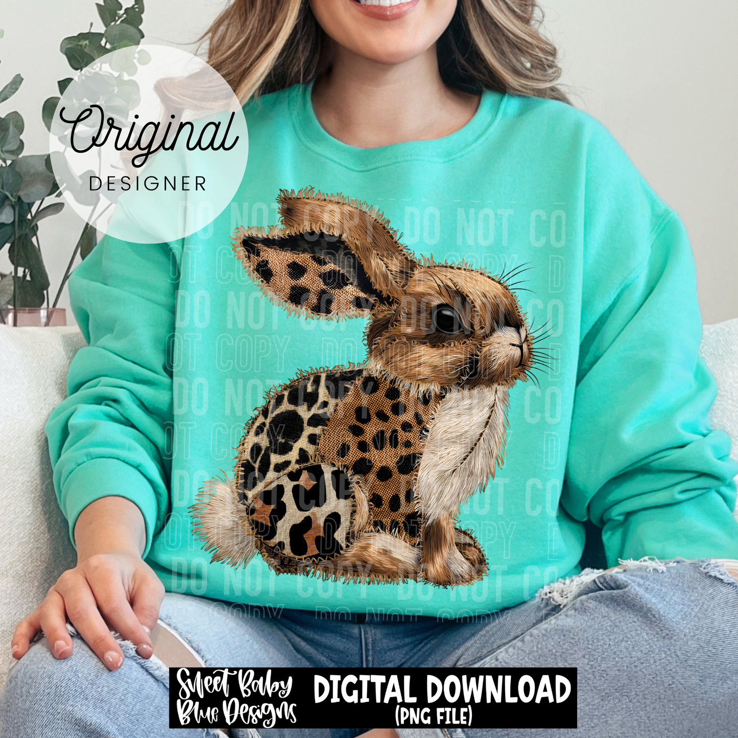 Leopard Patch Bunny- Easter - 2026 - PNG file- Digital Download