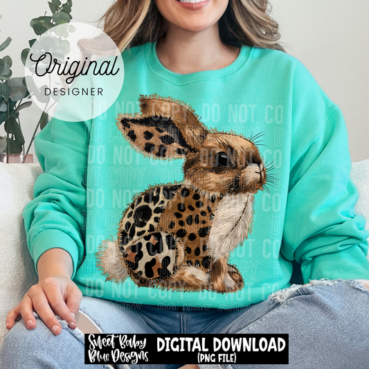 Leopard Patch Bunny- Easter - 2026 - PNG file- Digital Download