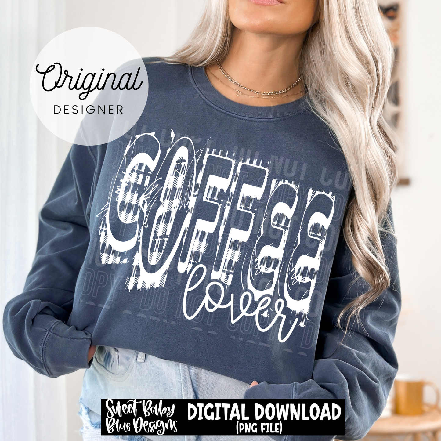 Coffee Lover Plaid Distressed- 2026 - PNG file- Digital Download