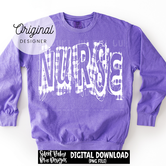Nurse Plaid Distressed- 2026 - PNG file- Digital Download