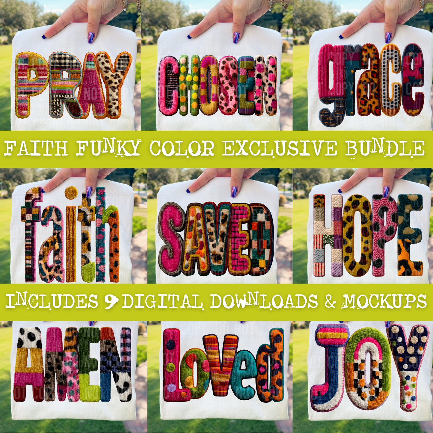 Faith Funky Color Exclusive Bundle- 9 digital downloads - LIMITED AVAILABLE - 2026 - PNG file- Digital Download