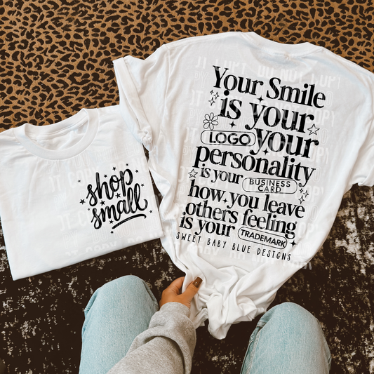 Shop Small- FRONT AND BACK - Custom Business Name - PNG file- Digital Download