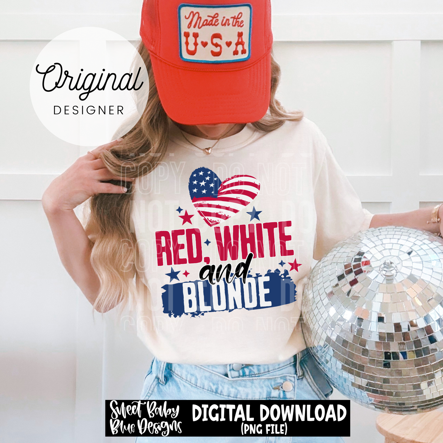 Red White and Blonde - 2026 - PNG file- Digital Download