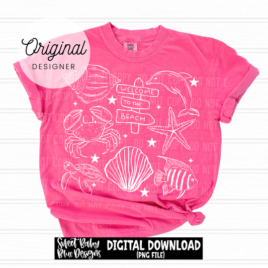Welcome To The Beach Doodle - 2026 - PNG file- Digital Download