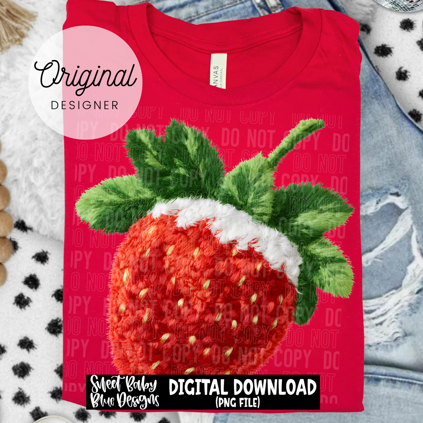Strawberry- Faux yarn - 2026 - PNG file- Digital Download