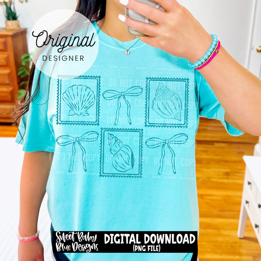 Seashell Postage Bow - 2026 - PNG file- Digital Download