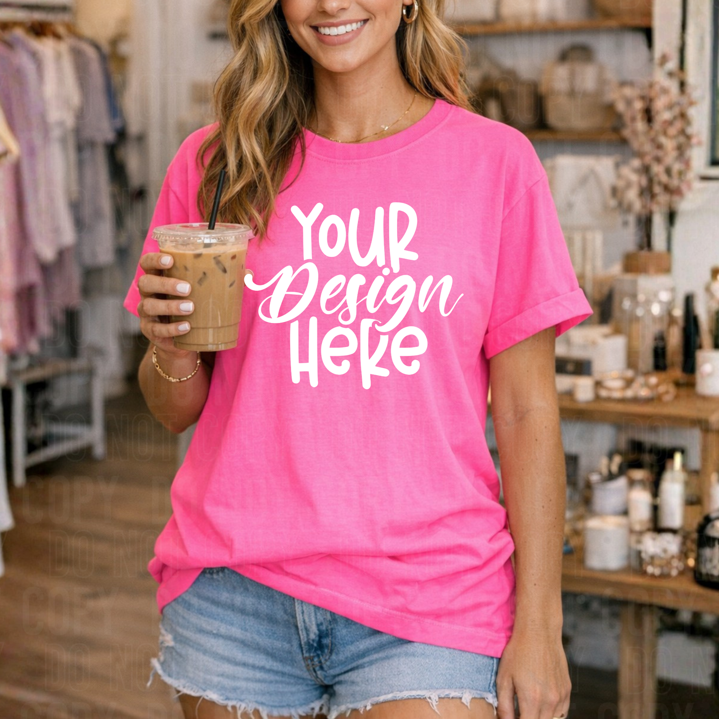 Neon Pink Comfort Colors 1717 Mockup - 2026 - PNG file- Digital Download