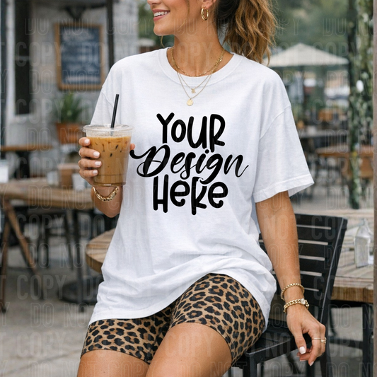 Bella Canvas 3001 White Mockup - Leopard - 2026 - PNG file- Digital Download