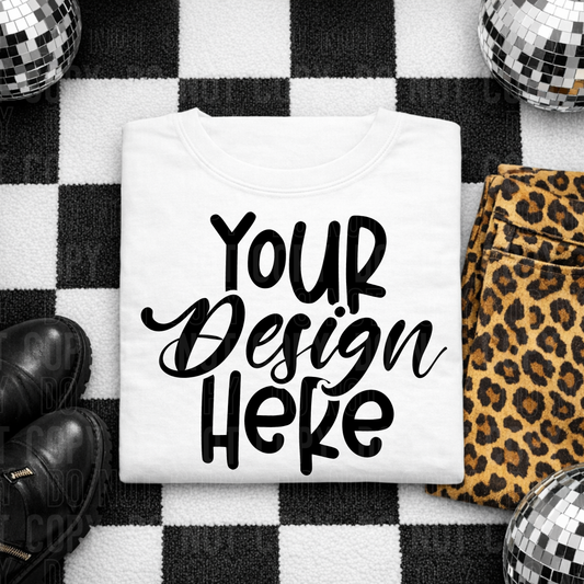 White Mockup - Flat Lay Checkered - 2026 - PNG file- Digital Download