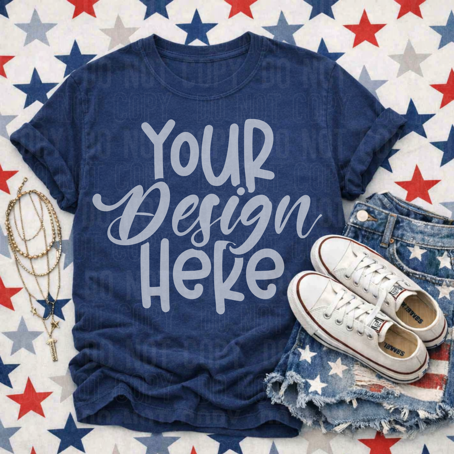 Navy Comfort Colors 1717 Mockup - 4th Of July Flat Lay- 2026 - PNG file- Digital Download