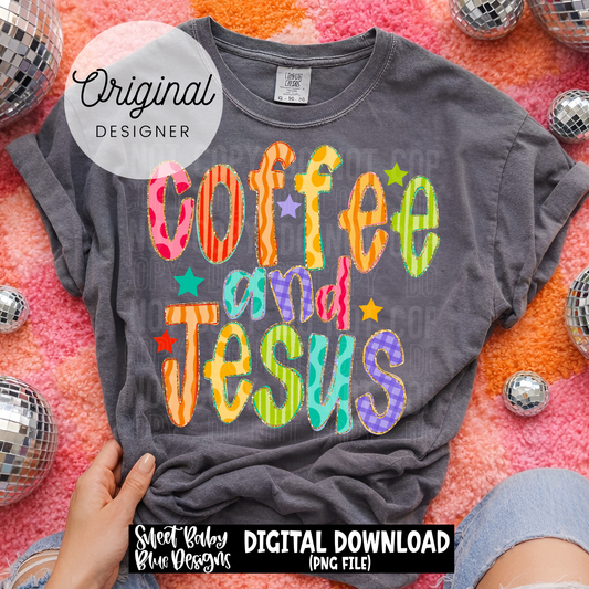 Coffee and Jesus Doodle - 2026 - PNG file- Digital Download