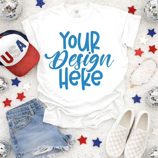 White - CC 1717- 4th of July- Flat Lay Mockup - 2026 - PNG file- Digital Download