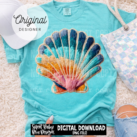Faux Yarn Seashell- Summer - 2026 - PNG file- Digital Download