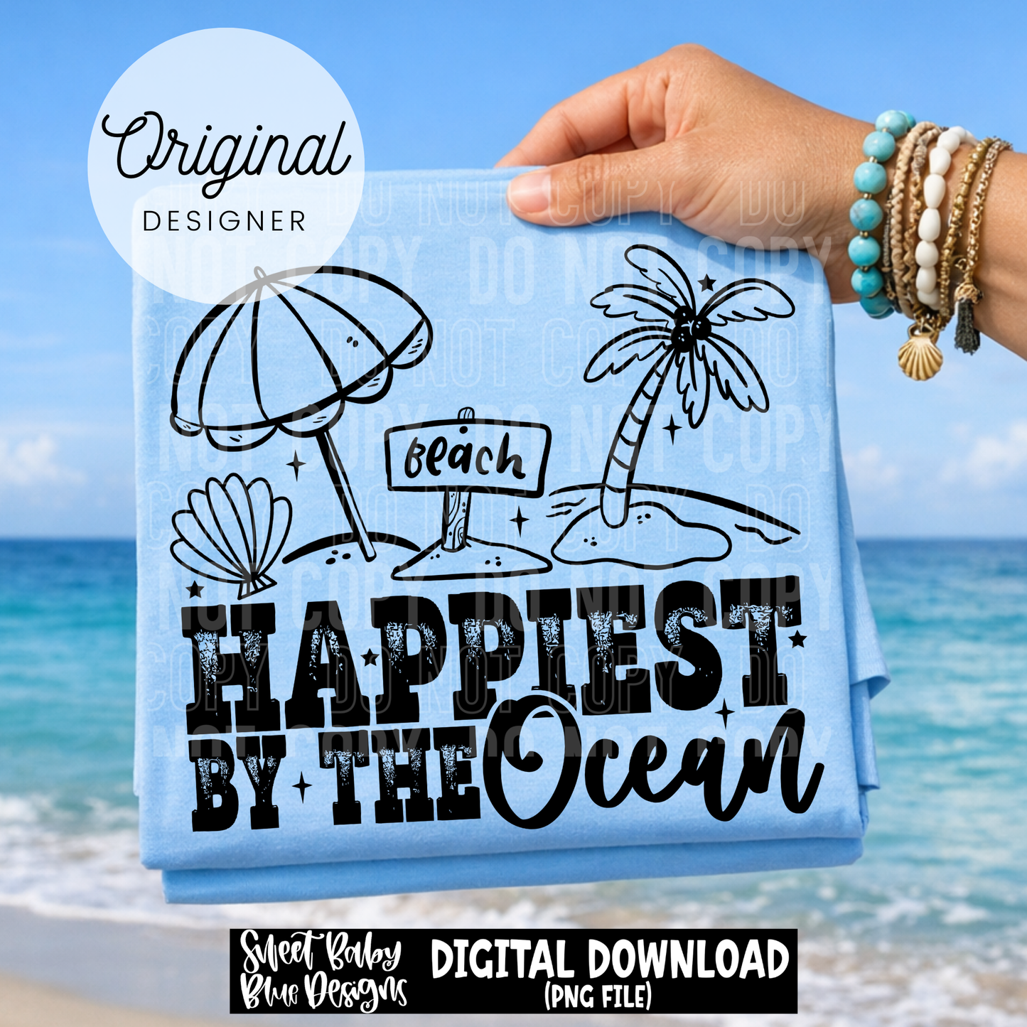 Happiest By The Ocean - Summer - 2026 - PNG file- Digital Download
