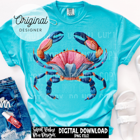 Faux Yarn Crab- Summer - 2026 - PNG file- Digital Download