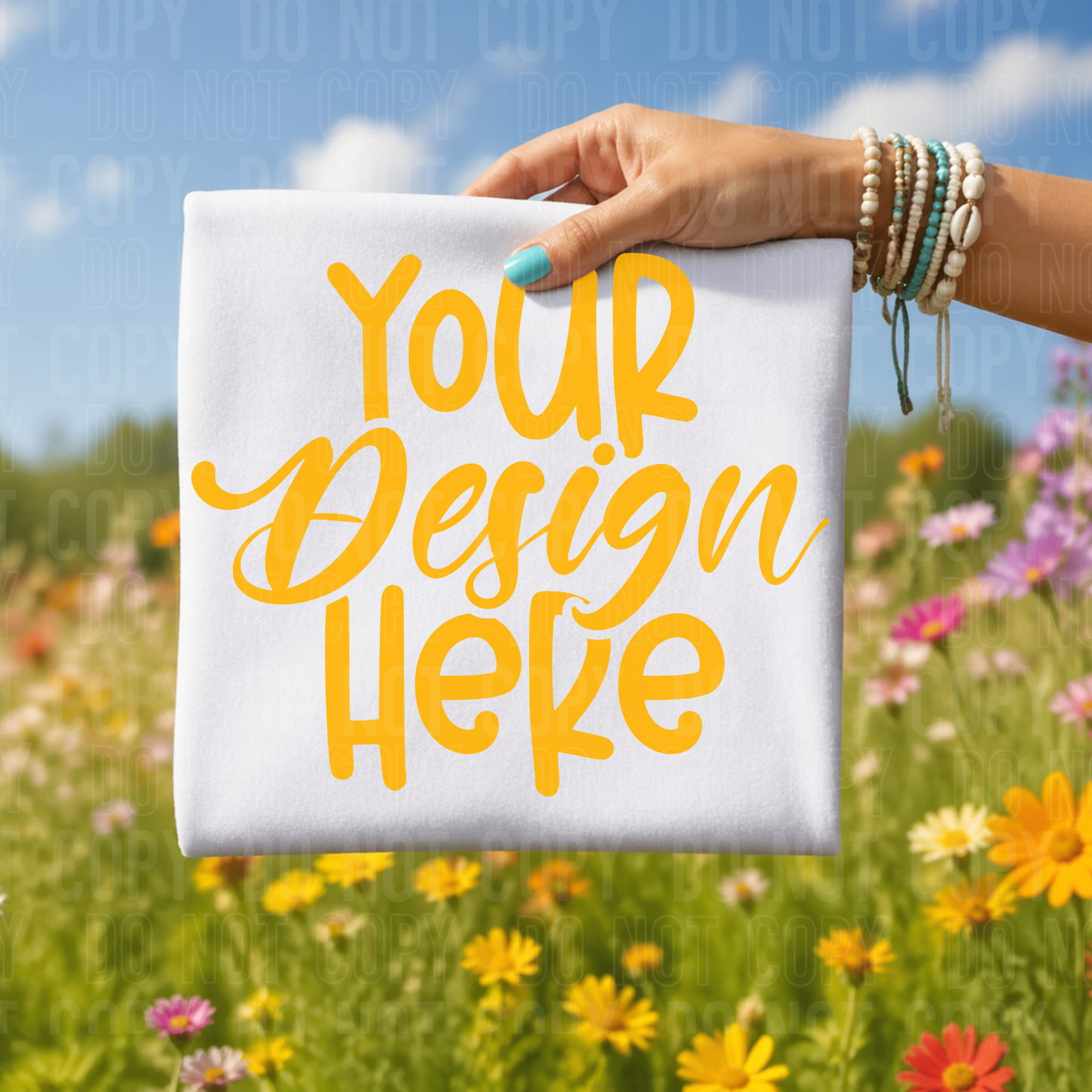Gildan 64000 White - Floral - Mockup - COMES WITH HAND PNG FOR EASY LAYERING- 2026 - PNG file- Digital Download