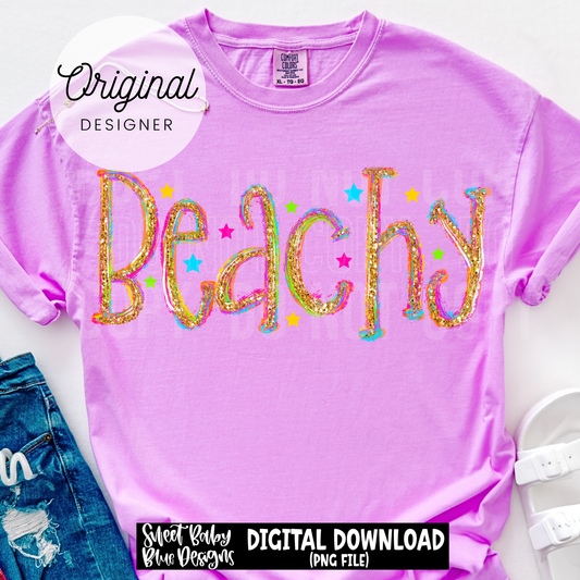 Beachy Brush Glitter  - 2026 - PNG file- Digital Download
