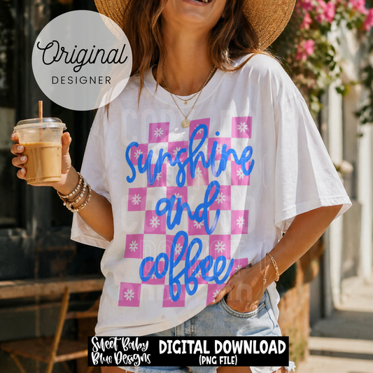 Sunshine and Coffee- Checkered - 2026 - PNG file- Digital Download