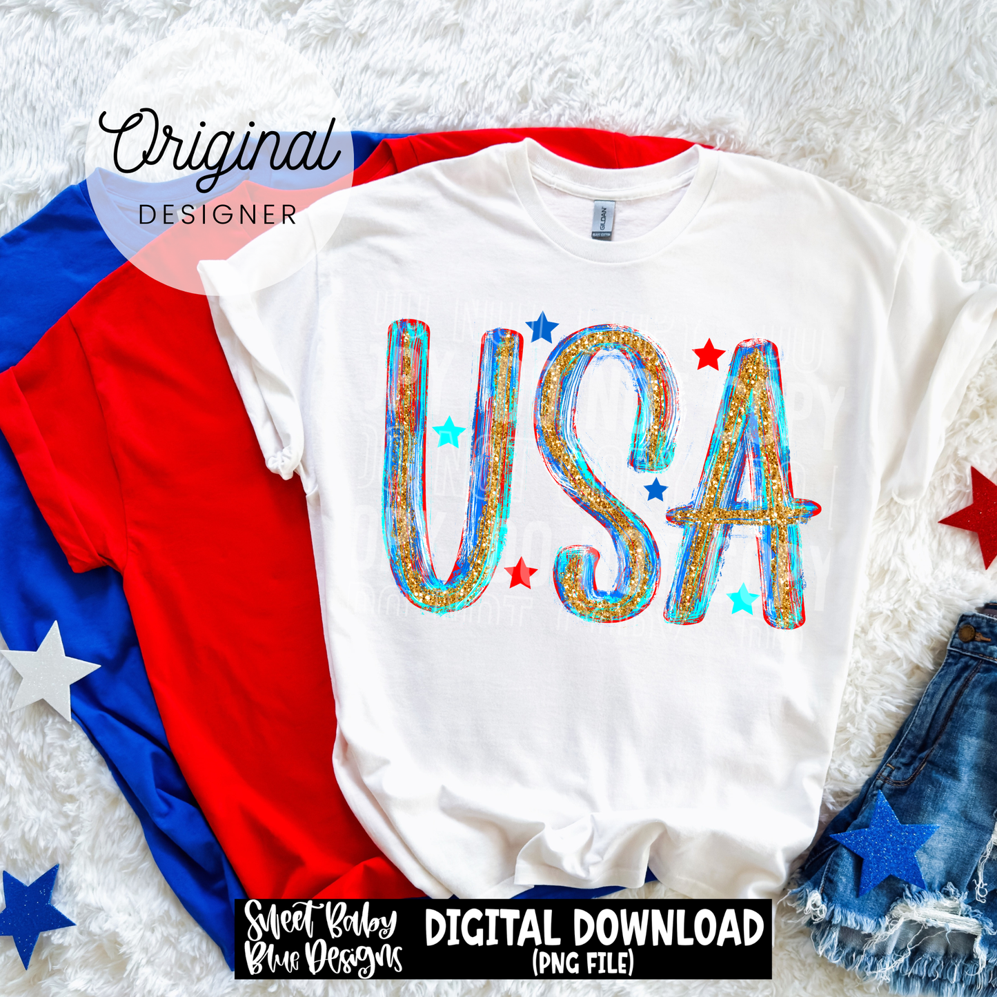 USA- Brush Glitter - 2026 - PNG file- Digital Download