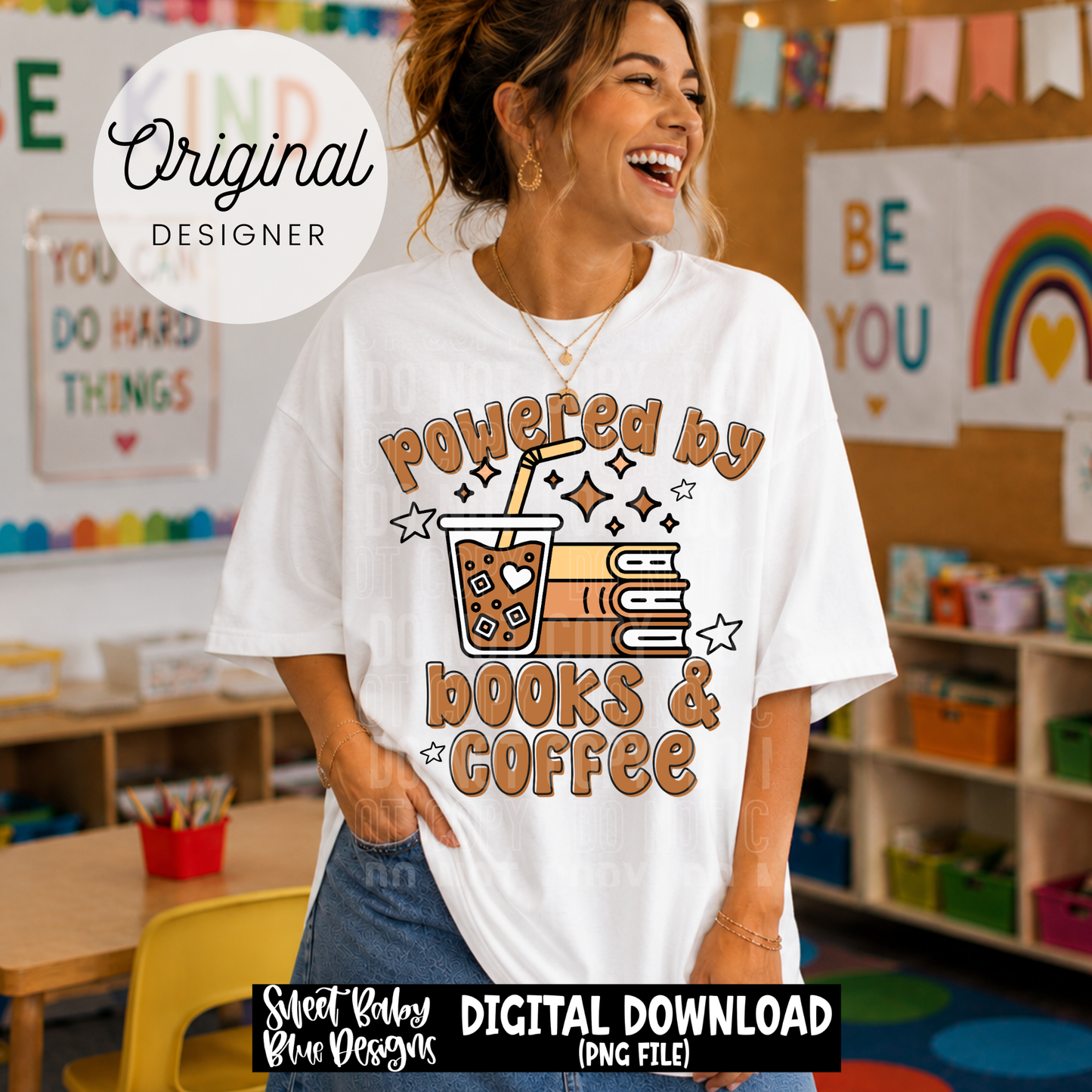 Powered By Books and Coffee - 2026 - PNG file- Digital Download