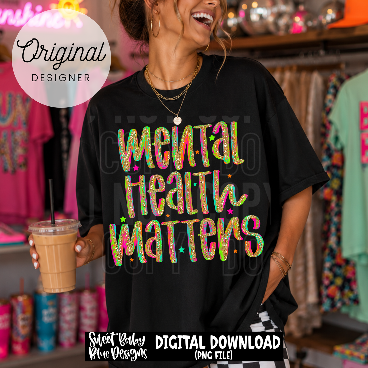 Mental Health Matters- Glitter - 2026 - PNG file- Digital Download