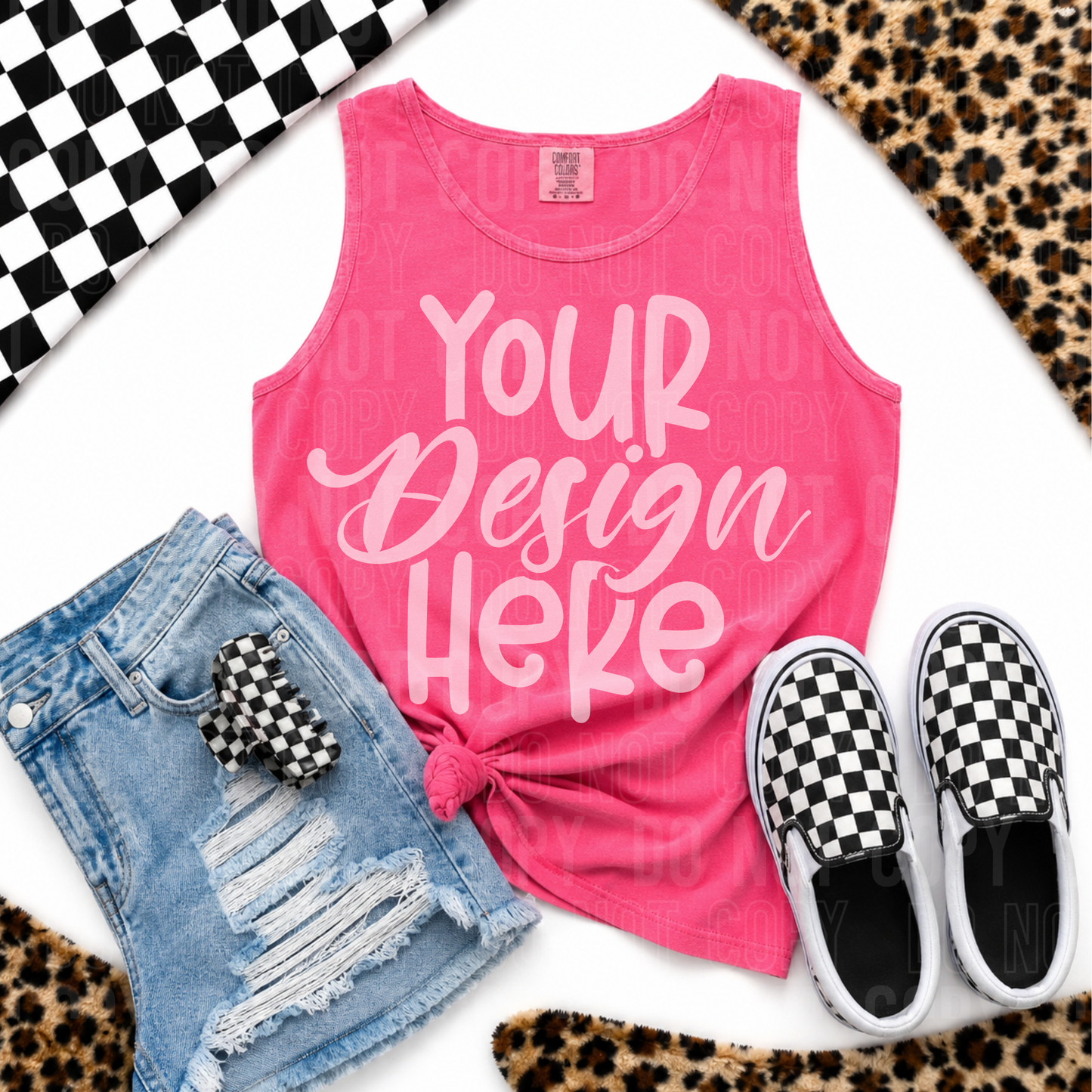 Comfort Colors 9360 Crunchberry- Leopard Checkered - 2026 - PNG file- Digital Download
