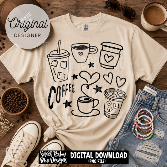 Coffee Doodle - 2026 - PNG file- Digital Download
