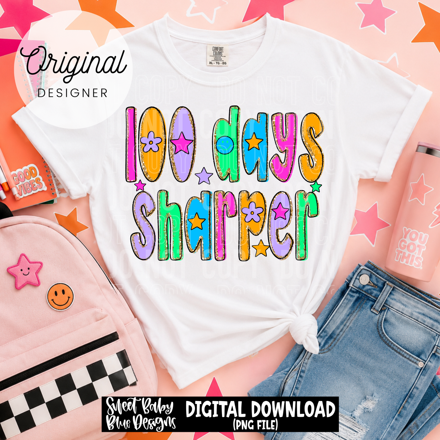 100 Days Sharper - Glitter- Doodle - 2026 - PNG file- Digital Download