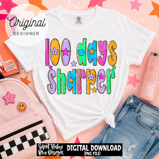 100 Days Sharper - Glitter- Doodle - 2026 - PNG file- Digital Download