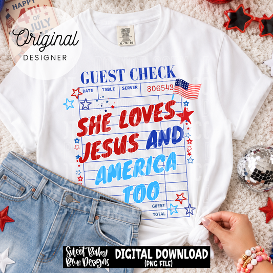 She Loves Jesus and America Too  - 2026 - PNG file- Digital Download