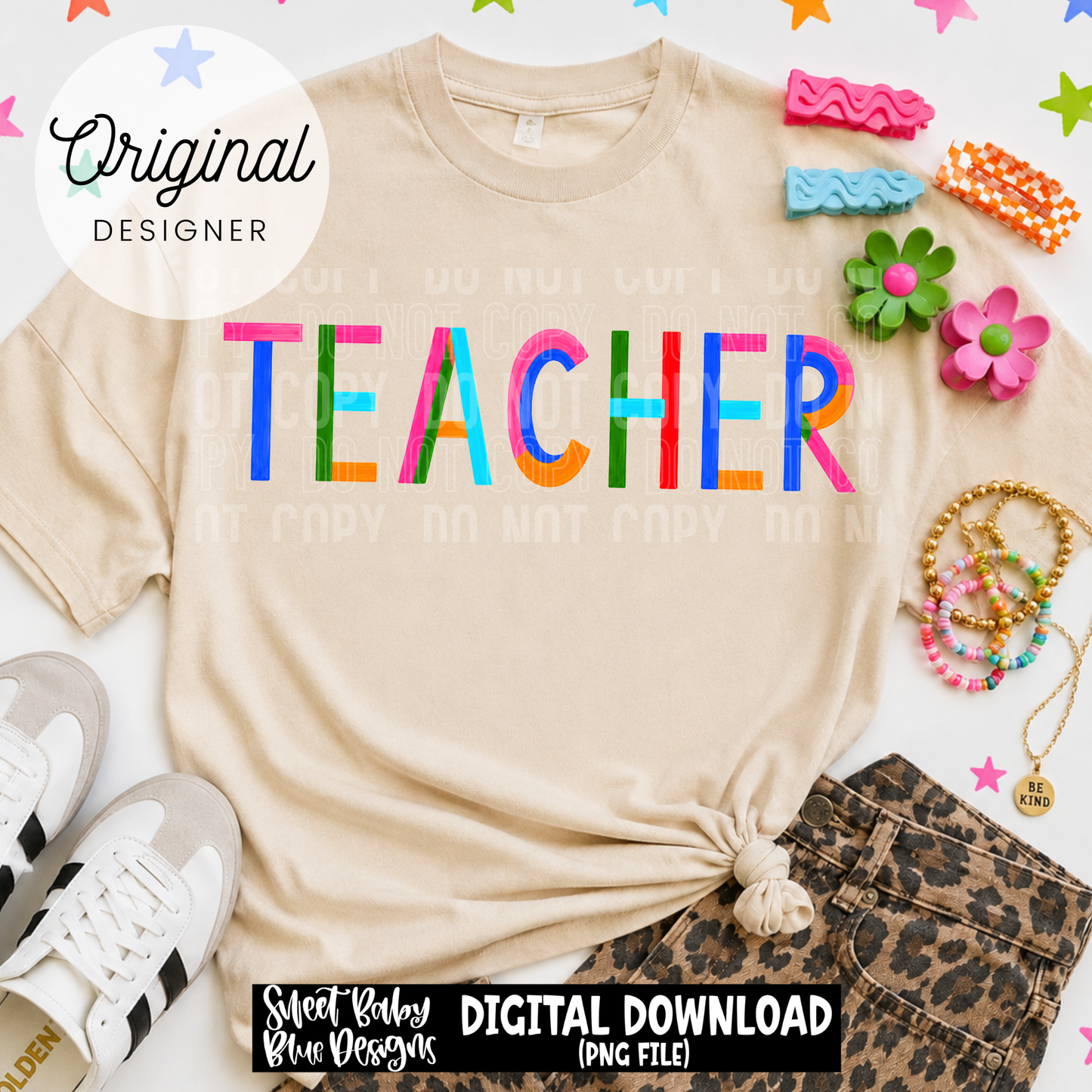 Teacher - Color Block- 2026 - PNG file- Digital Download