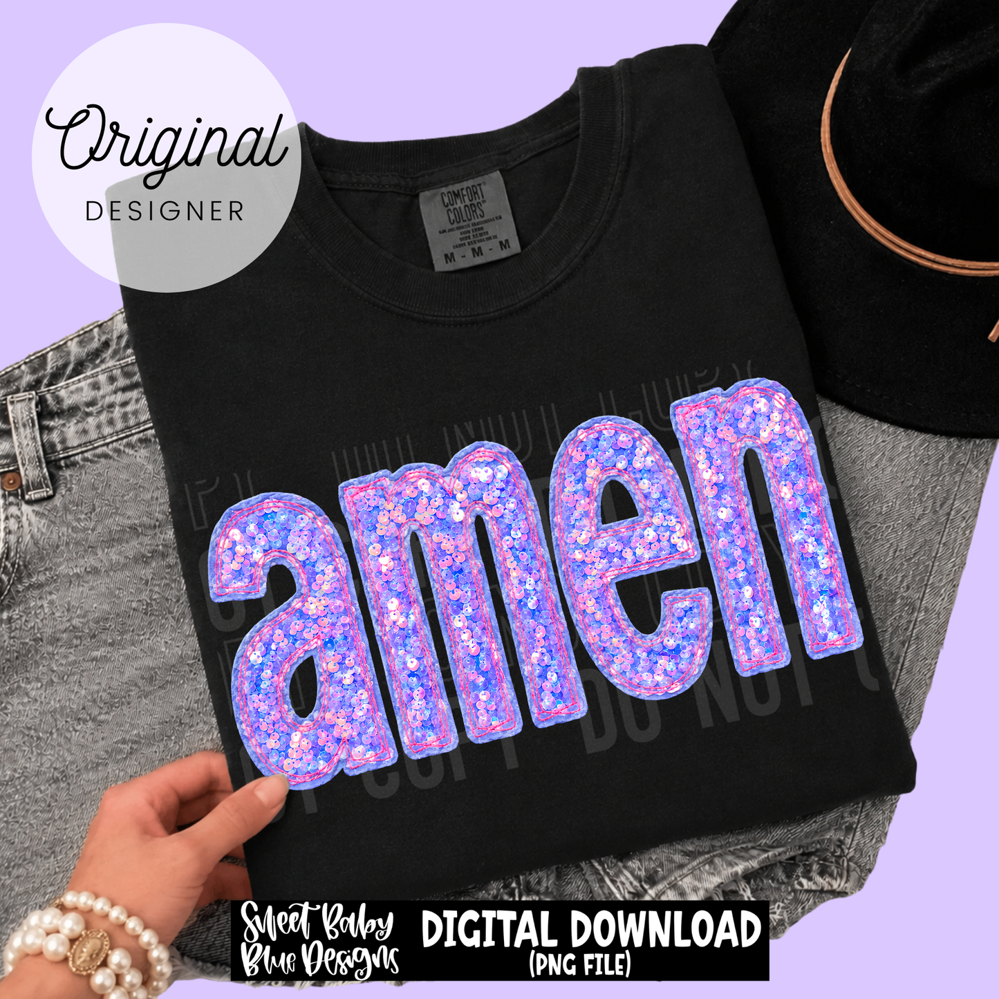 Amen- Faux Sequin - 2026 - PNG file- Digital Download