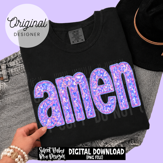 Amen- Faux Sequin - 2026 - PNG file- Digital Download